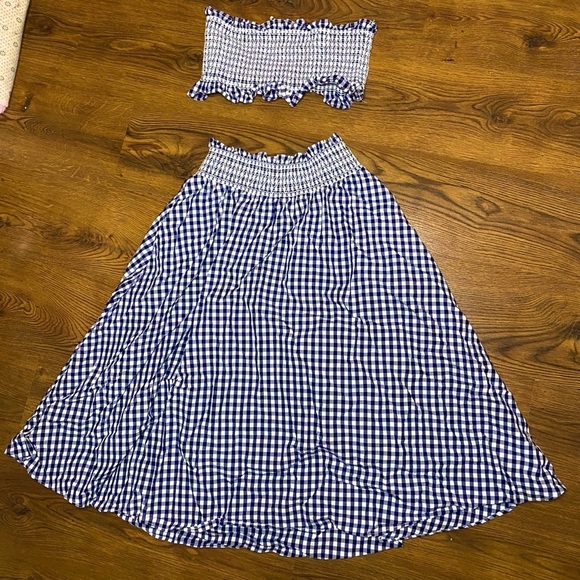 🌷 Zara Woman 🌷 2 Pc Matching Set High Waist A-Line Skirt & Ruffle Bandeau Top - Picture 2 of 7